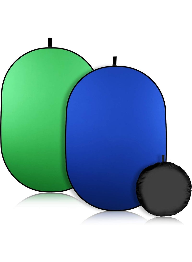 eWINNER 3.3 x 5ft/100 x 150cm Portable Screen Backdrop Blue Green 2-in-1 Collapsible Green Screen Kit w/Carrying Case for Studio Photography/Streaming/Gaming Video Conference Live Stream - Image 1